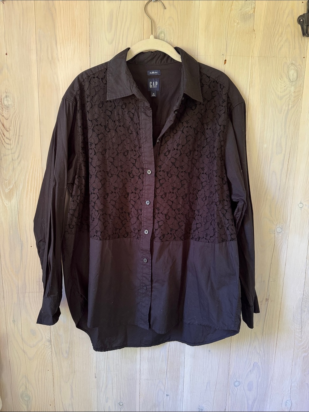 Gap The Big Shirt Black Button Down Size M
